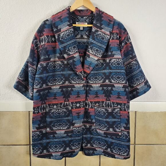 Ecote single snap front southwestern knit coat/chore coat Size Medium - Picture 1 of 11